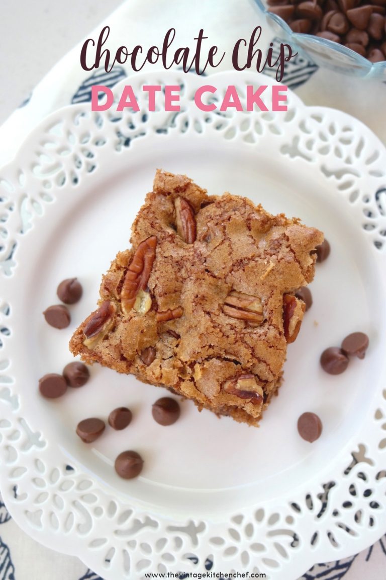 Chocolate Chip Date Cake is so yummy and moist and has just the right