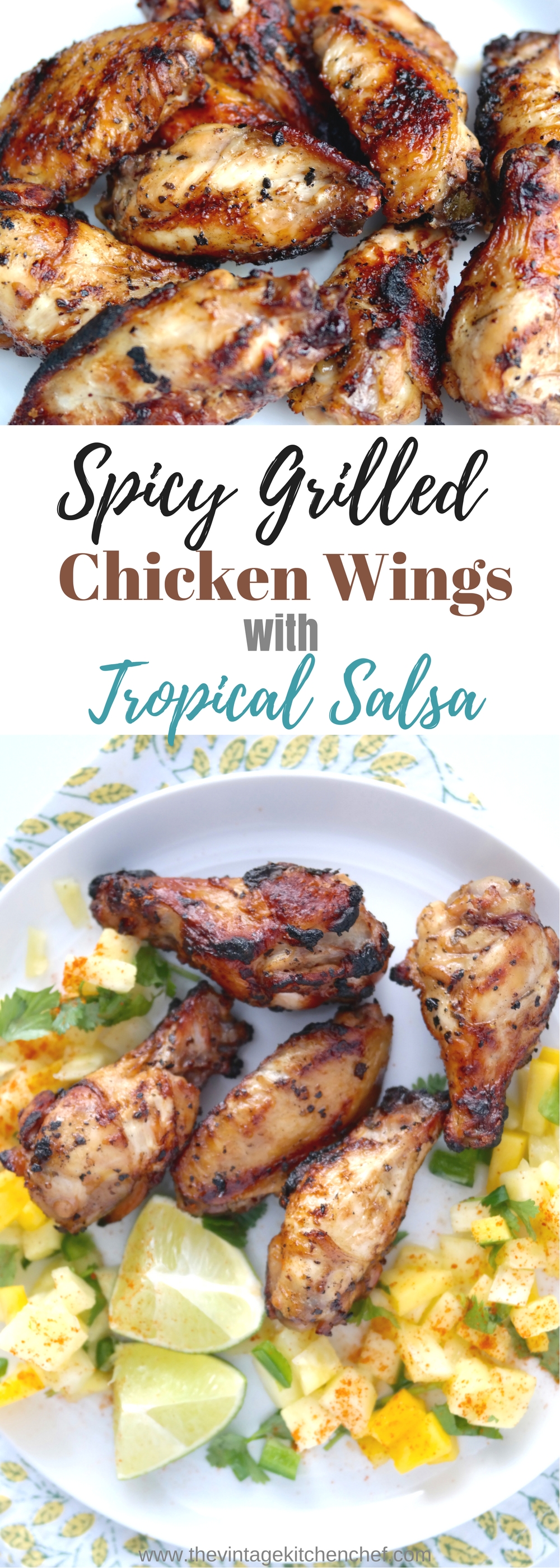 Spicy Grilled Chicken Wings with Tropical Salsa are a bit fiery and a ...