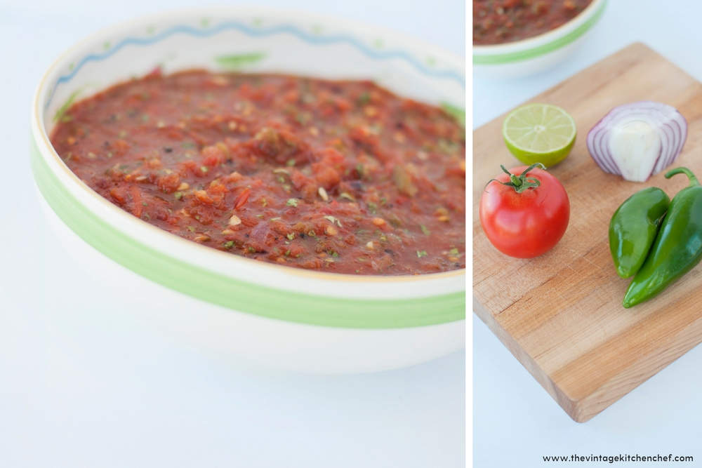 Fresh, flavorful and simple ingredients are roasted and blended together to make the absolute best salsa ever! Hot or mild, it's delicious either way! 