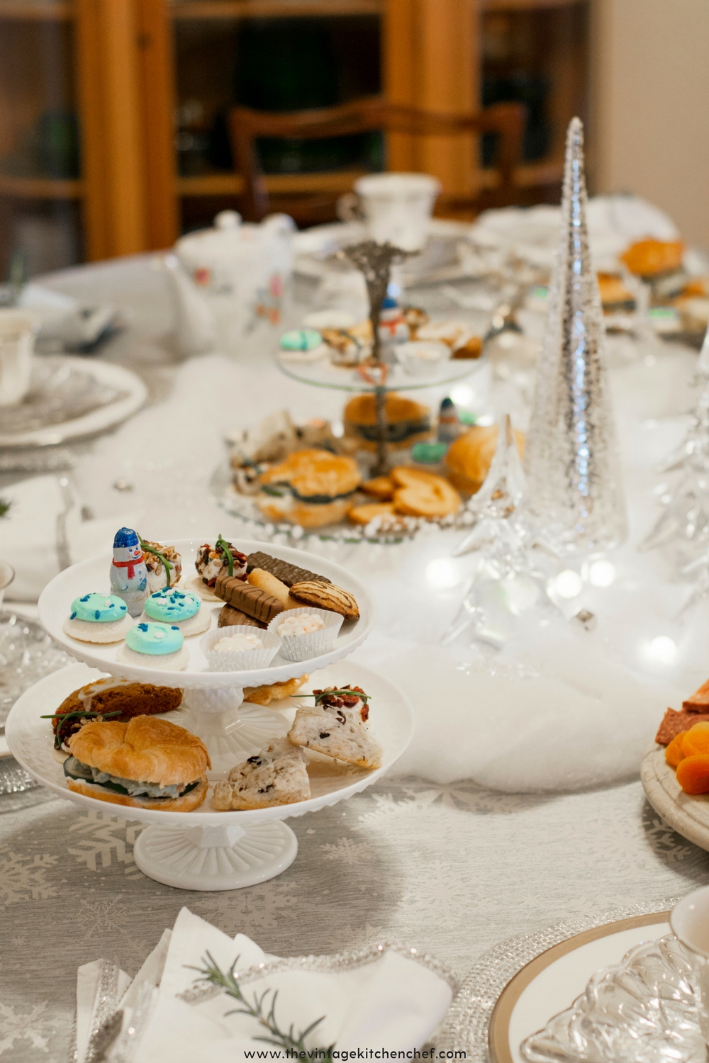 A magical Winter Wonderland tea party complete with sparkle, soft lights, delightful treats and a touch of whimsy! Time to relax and enjoy!